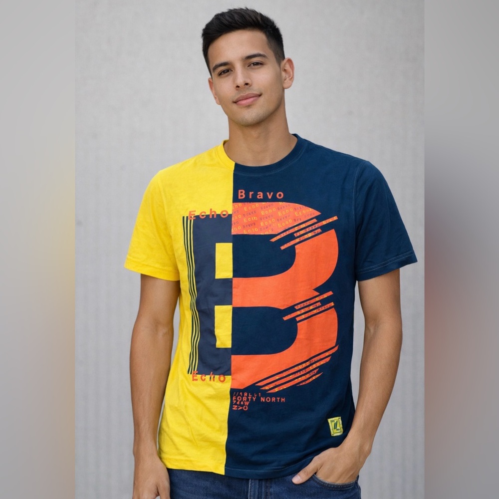 Men's Bold Graphic Tee - Yellow and Blue